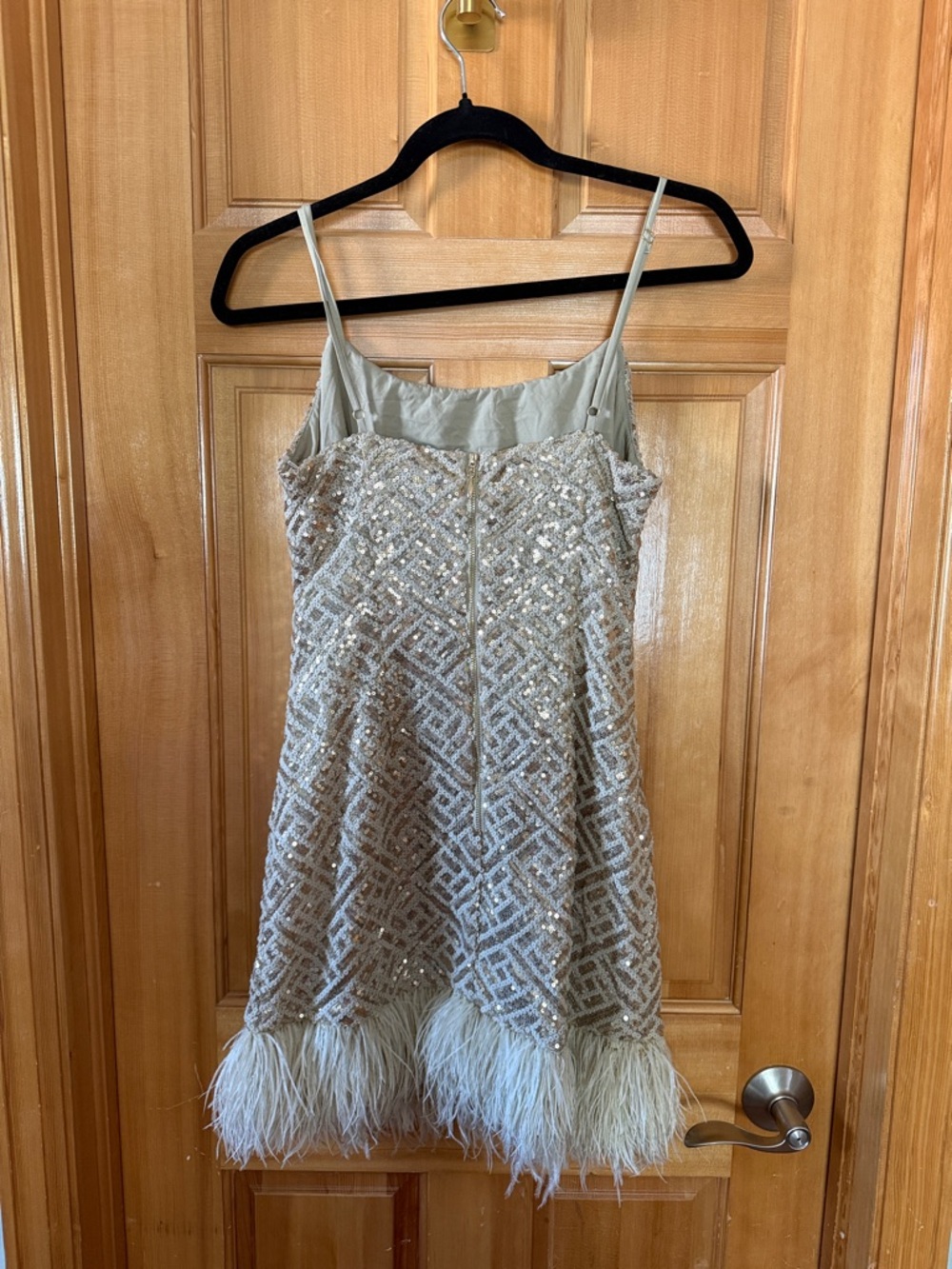 Elliatt Ivory Sequin Feather Mini Dress - Picture 3 of 4
